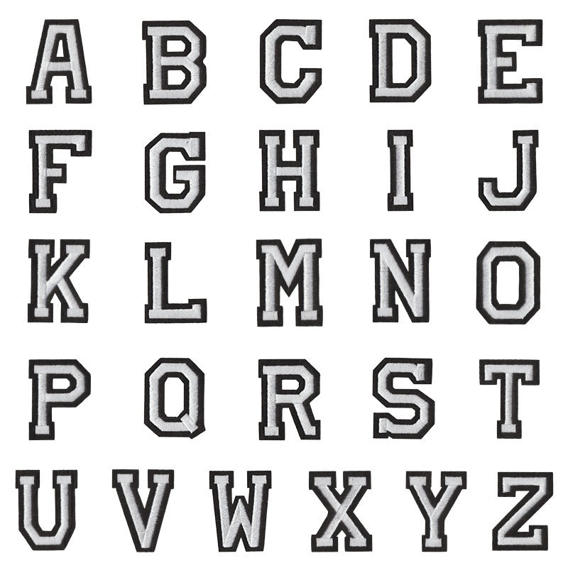 Wholesale Modern Embroidered Alphabet Number Patch Set 26 Heat Adhesive Pieces For Clothing And Towel Fashion Accessory