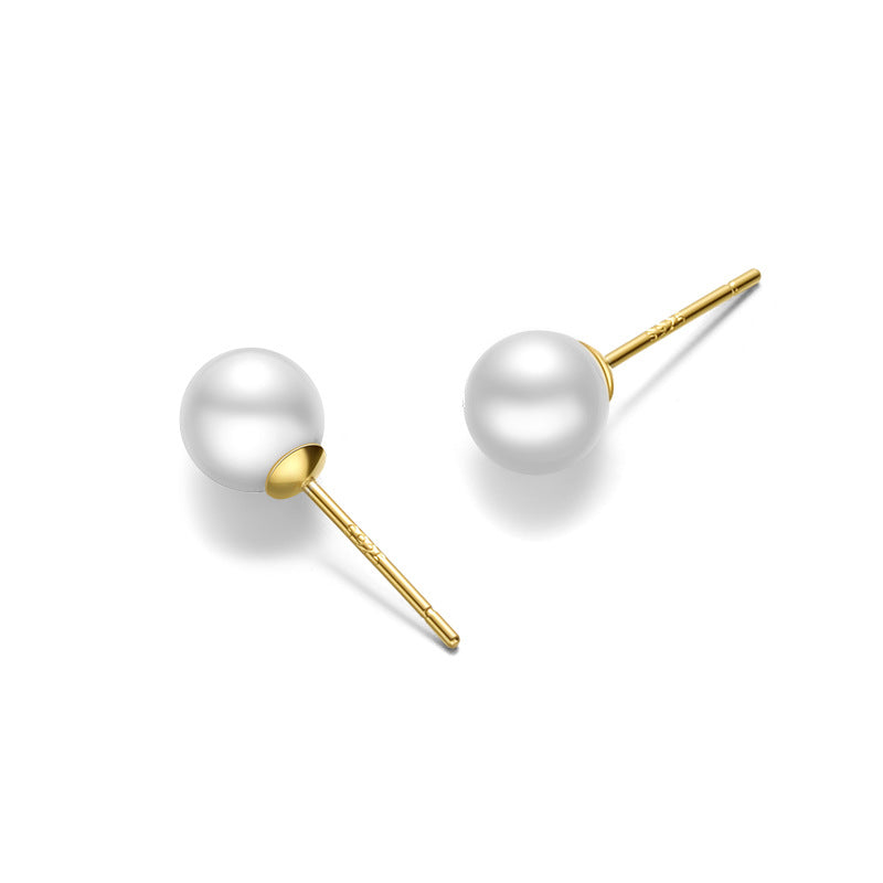 Wholesale S925 Sterling Silver Earrings with Large Pearl Vintage Earrings