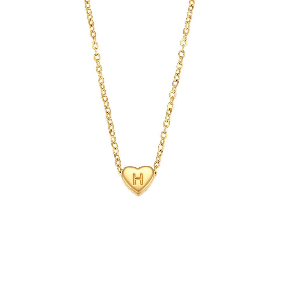 Wholesale heart-shaped jewelry stainless steel electroplated 18K gold letter necklace