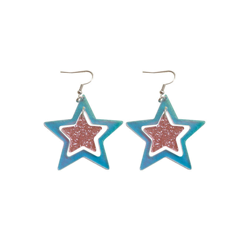 Wholesale Acrylic Laser  Five-Pointed Star Earrings Cut Out Star Earrings