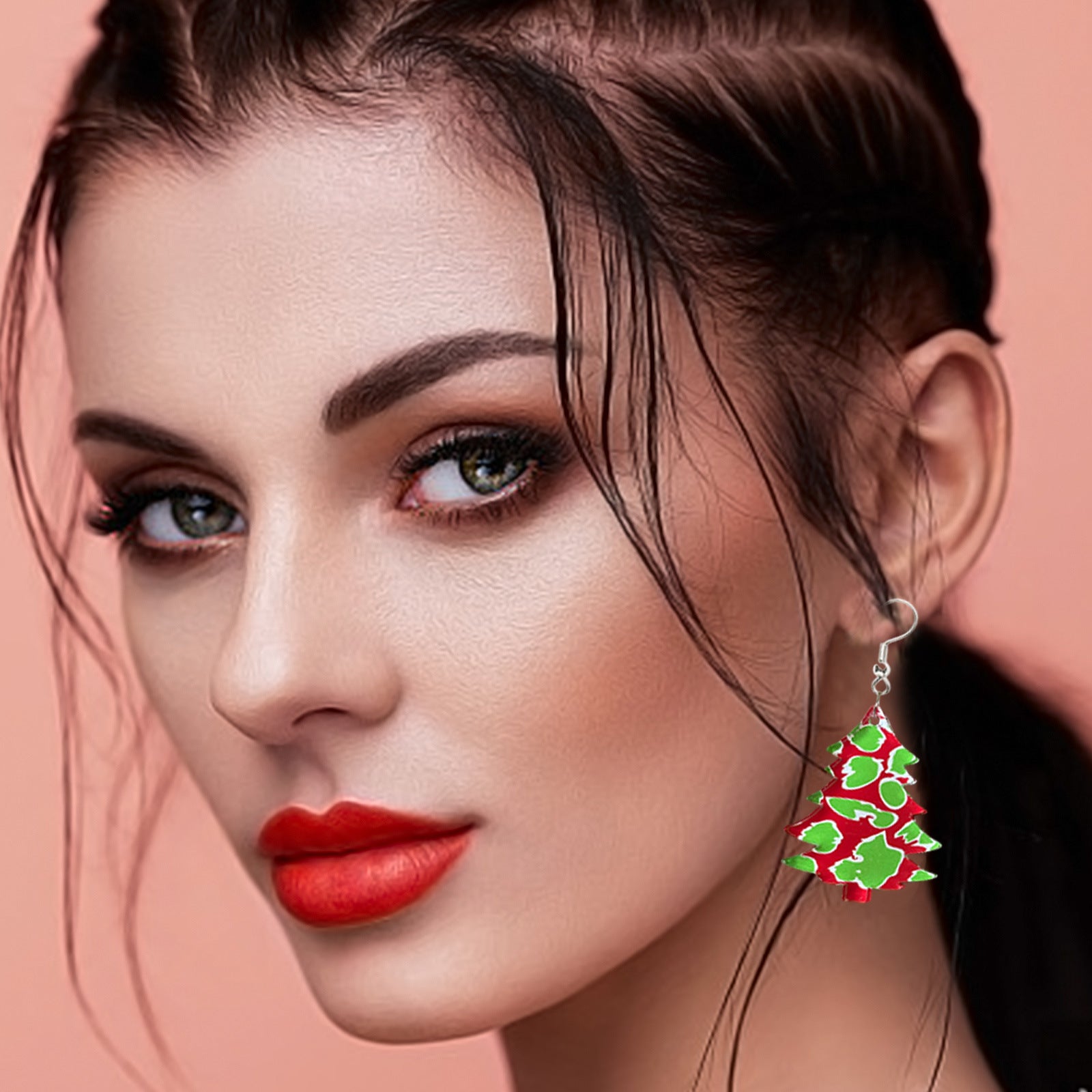 Wholesale Colorful Christmas Cow Pattern Christmas Earrings