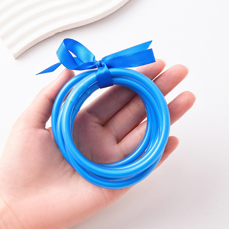 Wholesale Silicone PVC Tube Gold Foil Fluorescent Color System Bracelet