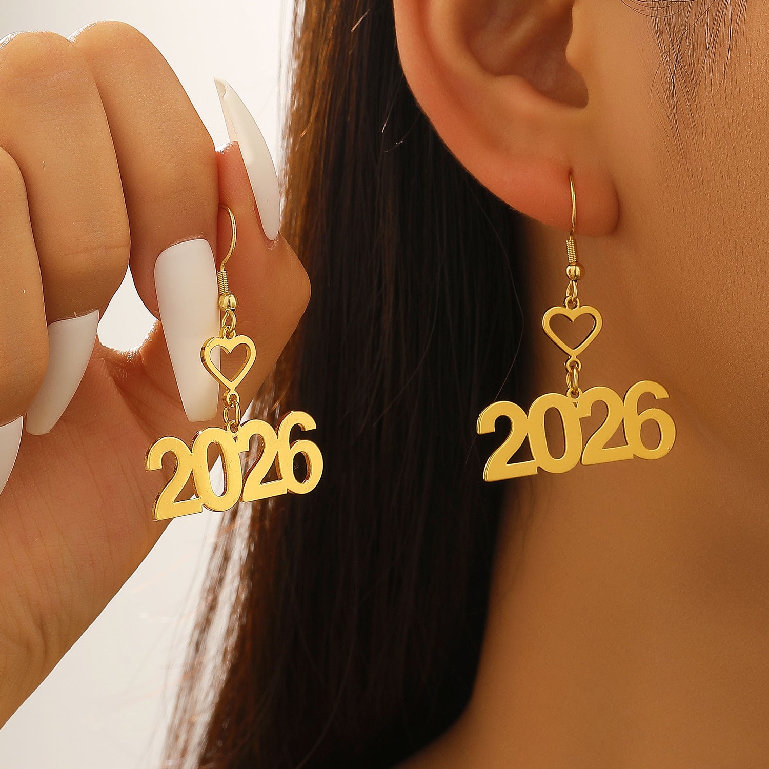 Wholesale 2026 Digital Glitter Hollow Acrylic Earrings