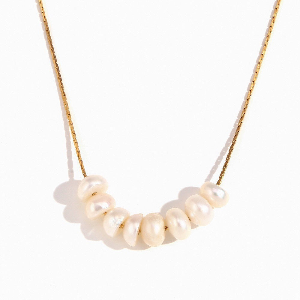 Wholesale Pearl gold-colored intertwined Stainless Steel Necklace