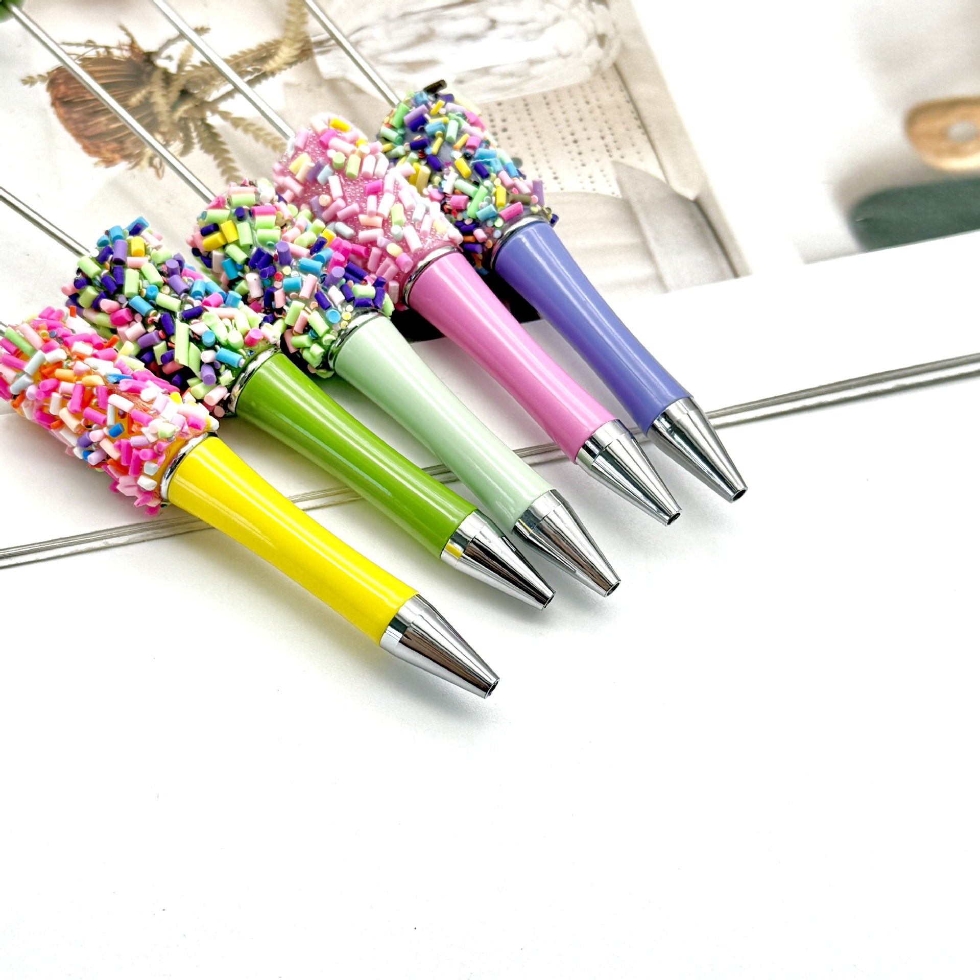 Wholesale DIY colored sugar needle sugar bead pen plastic round bead pen
