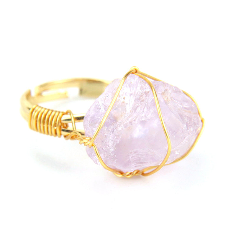 Wholesale The New Statement Hand-wound Rough Stone Agate Ring Is Adjustable