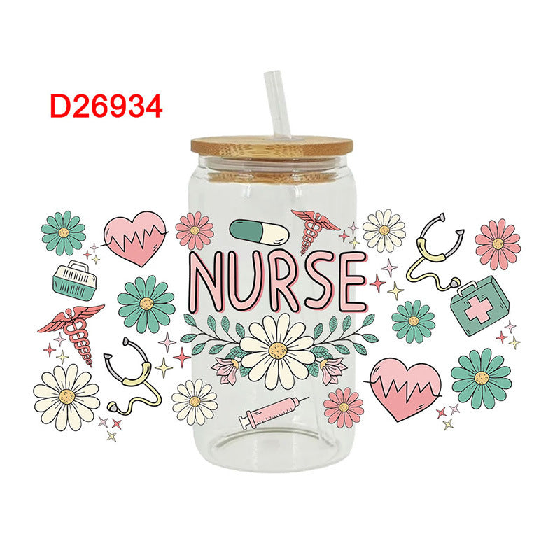 Wholesale Colorful Bow Medical Series 16oz Cup UV DTF Wraps