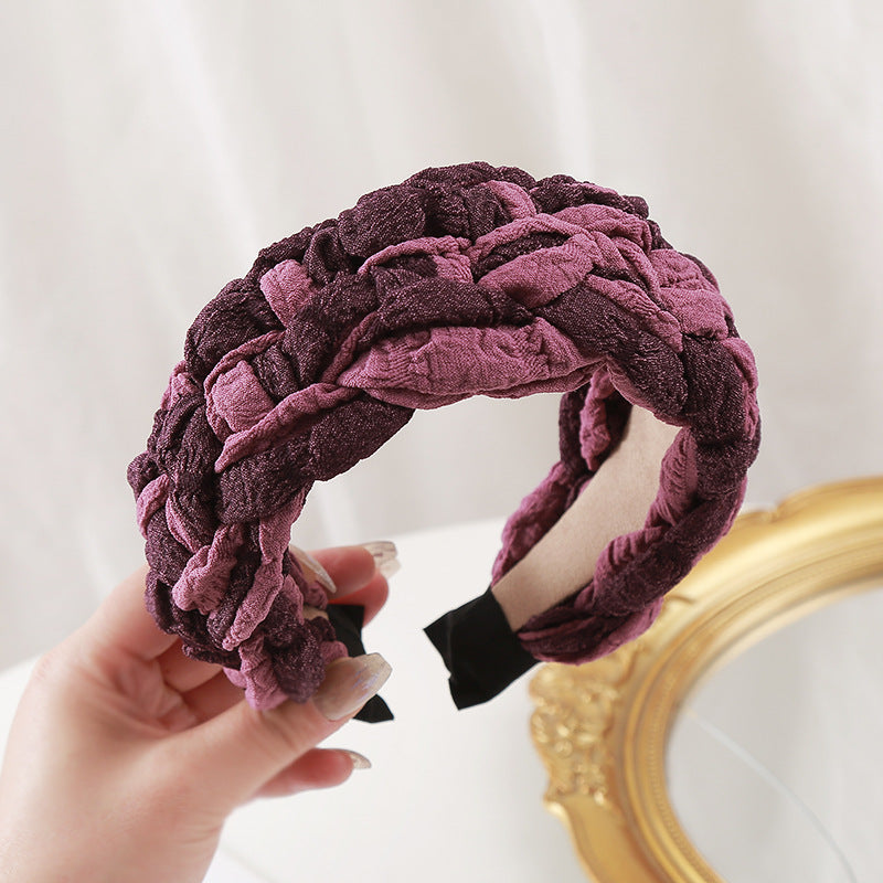 Wholesale Autumn and Winter Wide Version Knitted Double Color Block Headband