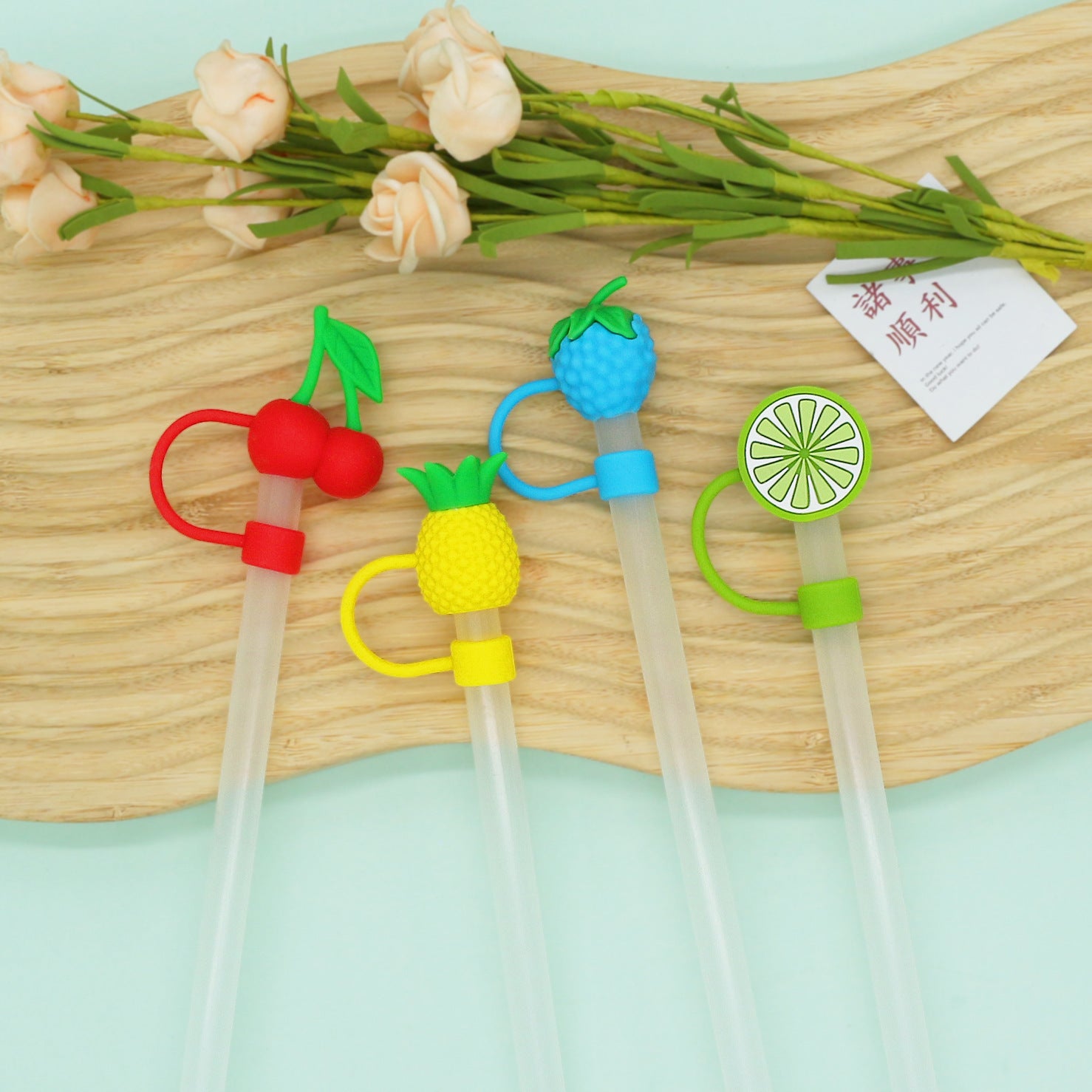 Wholesale 1pcs Silicone fruit small cute large diameter 10MM straw cap