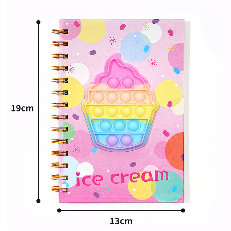 Wholesale bubble pop coil book dinosaur unicorn silicone notebook