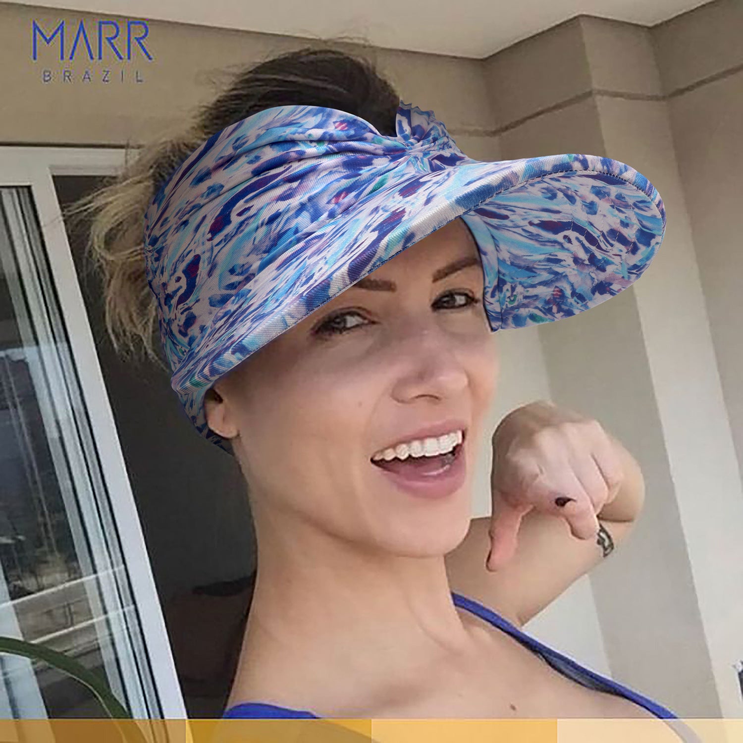 Wholesale New Summer Printed Sun Protection UV Large Brim Face Covering Outdoor Swimming Cap