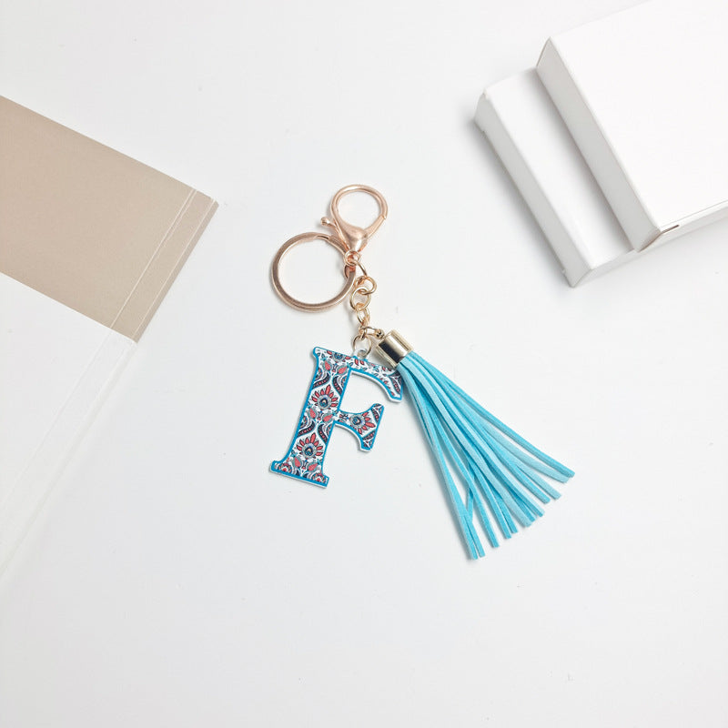 Wholesale Letter Colorful Tassel Zinc Alloy Keychain