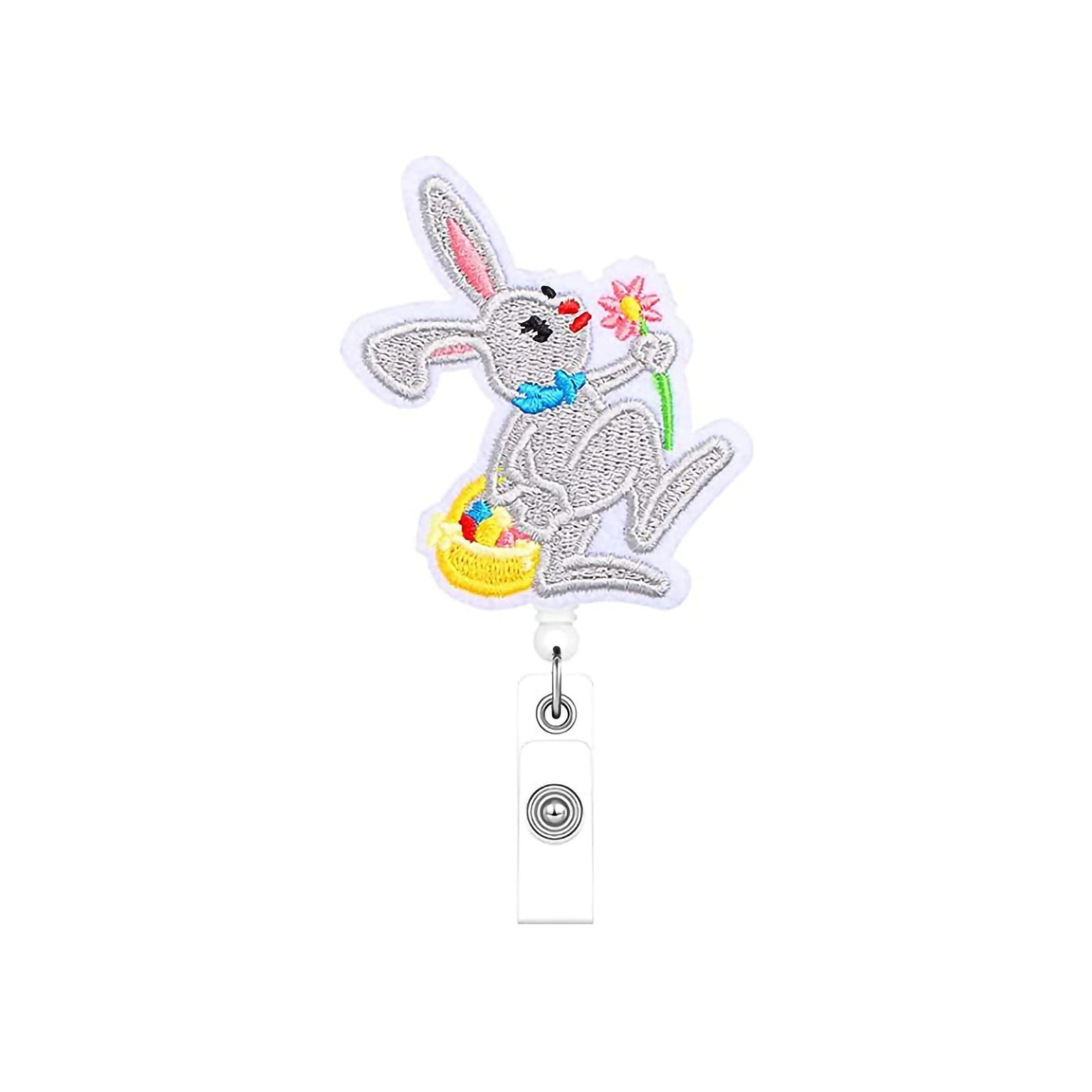 Wholesale Clover Rose Easter Rabbit Love Felt Fabric Badge Scroll Retractable ABS Keychain