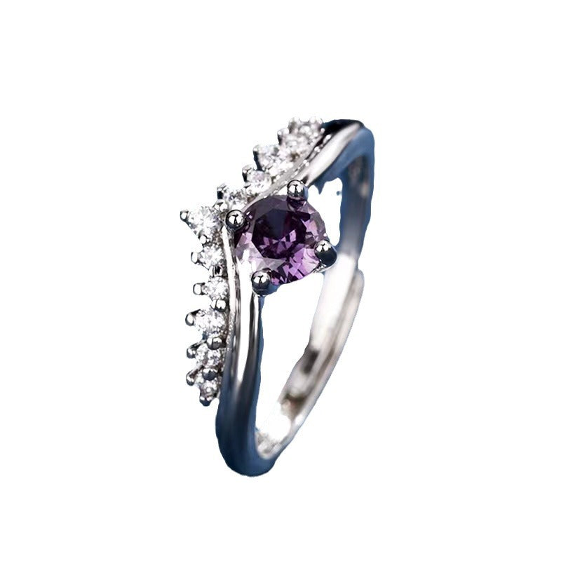 Wholesale S925 sterling silver platinum plated moissanite women's ring light luxury Princess Crown sweet Valentine's Day gift