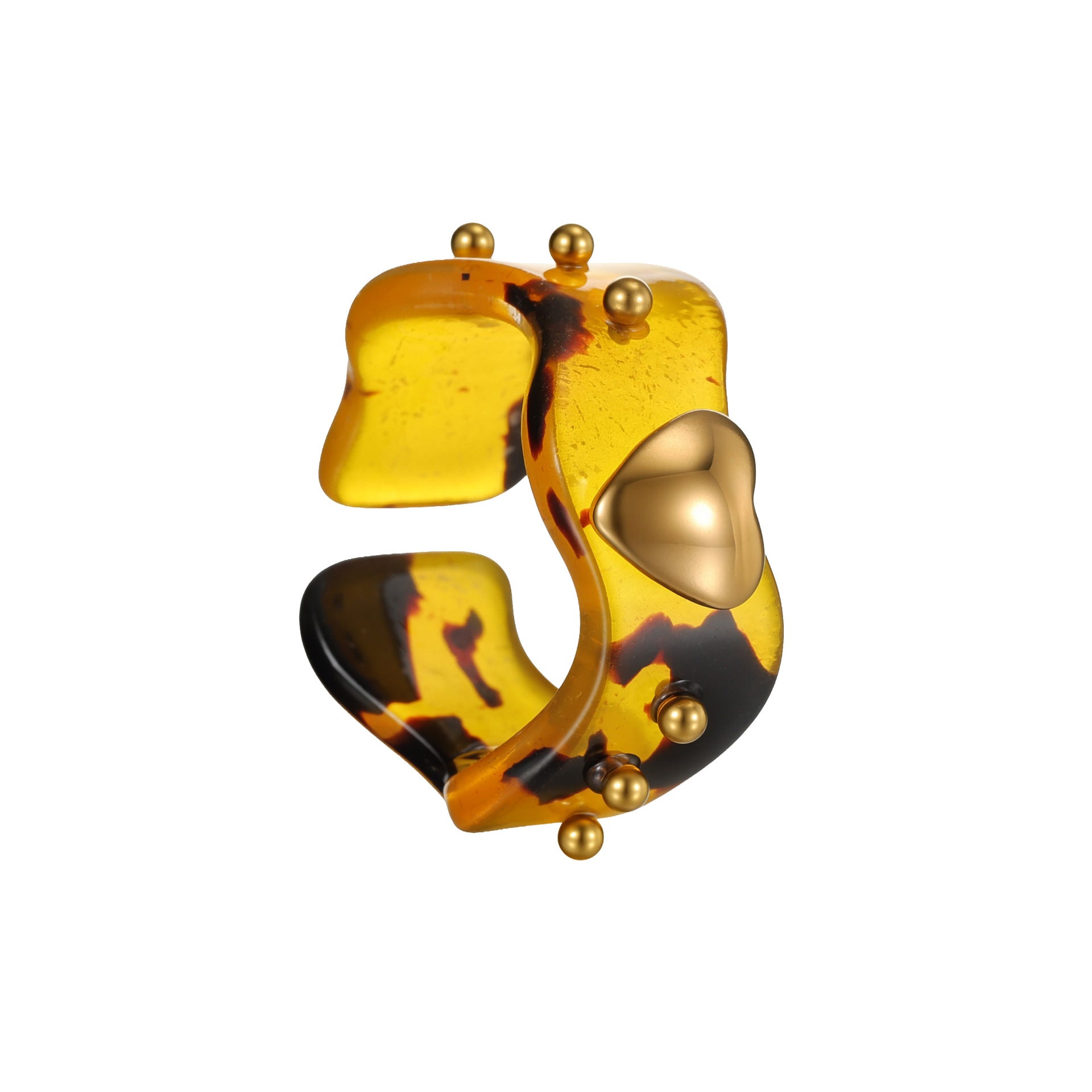Wholesale Irregular 3D Heart Ring Multicolor Gradient Stainless Steel Electroplated Jewelry Gift