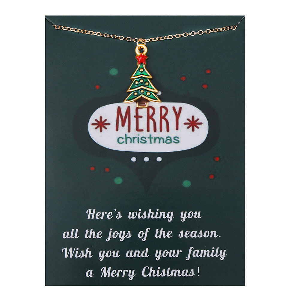 Wholesale Christmas Tree Pendant Card Necklace Clavicle Chain