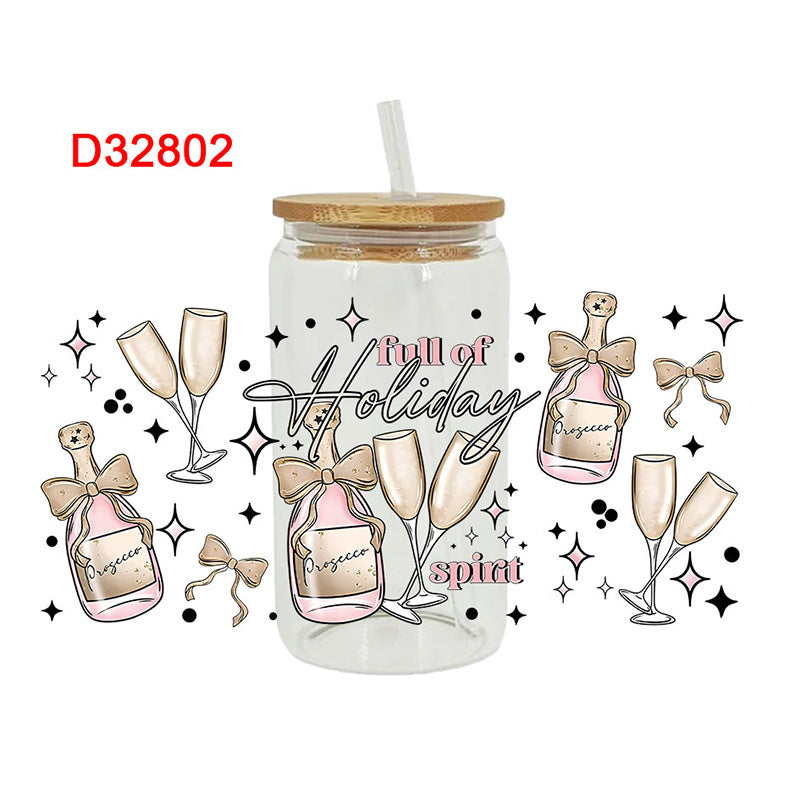 Wholesale  Butterfly Knot Dessert Beverage 16oz Cup UV DTF Wraps