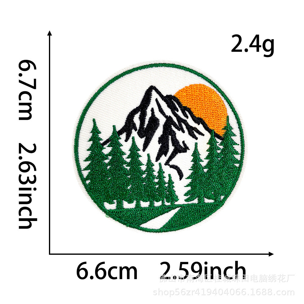 Wholesale Trendy Polyester Embroidered Patches Iron On Heat Transfer Applique For Outdoor Hiking Clothing DIY Accessory