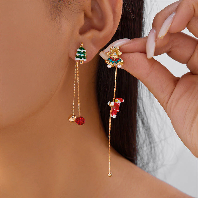 Wholesale Christmas colorful Christmas tree cute snowman long earrings