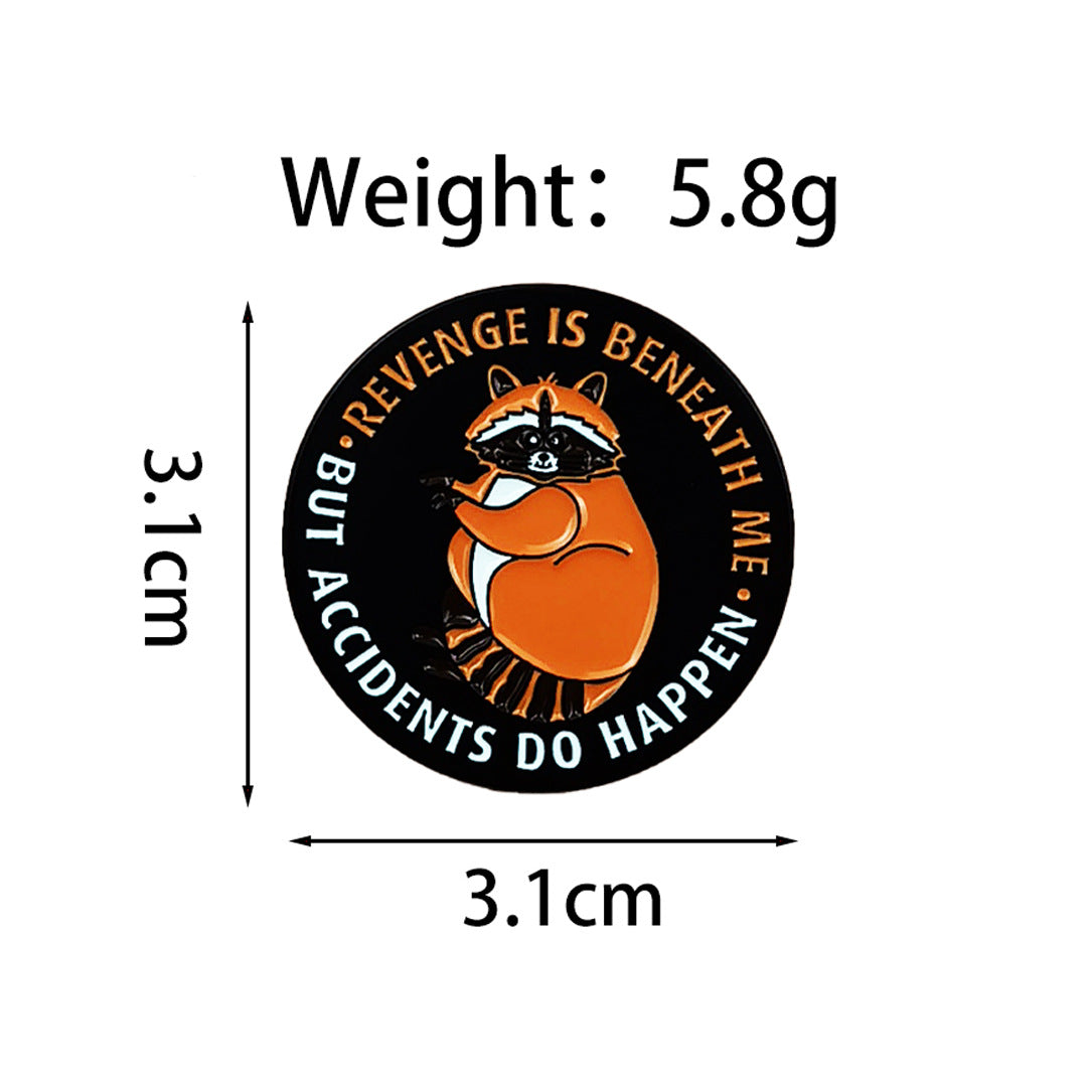 Wholesale English quote Cute cartoon brooch with cute raccoon cat