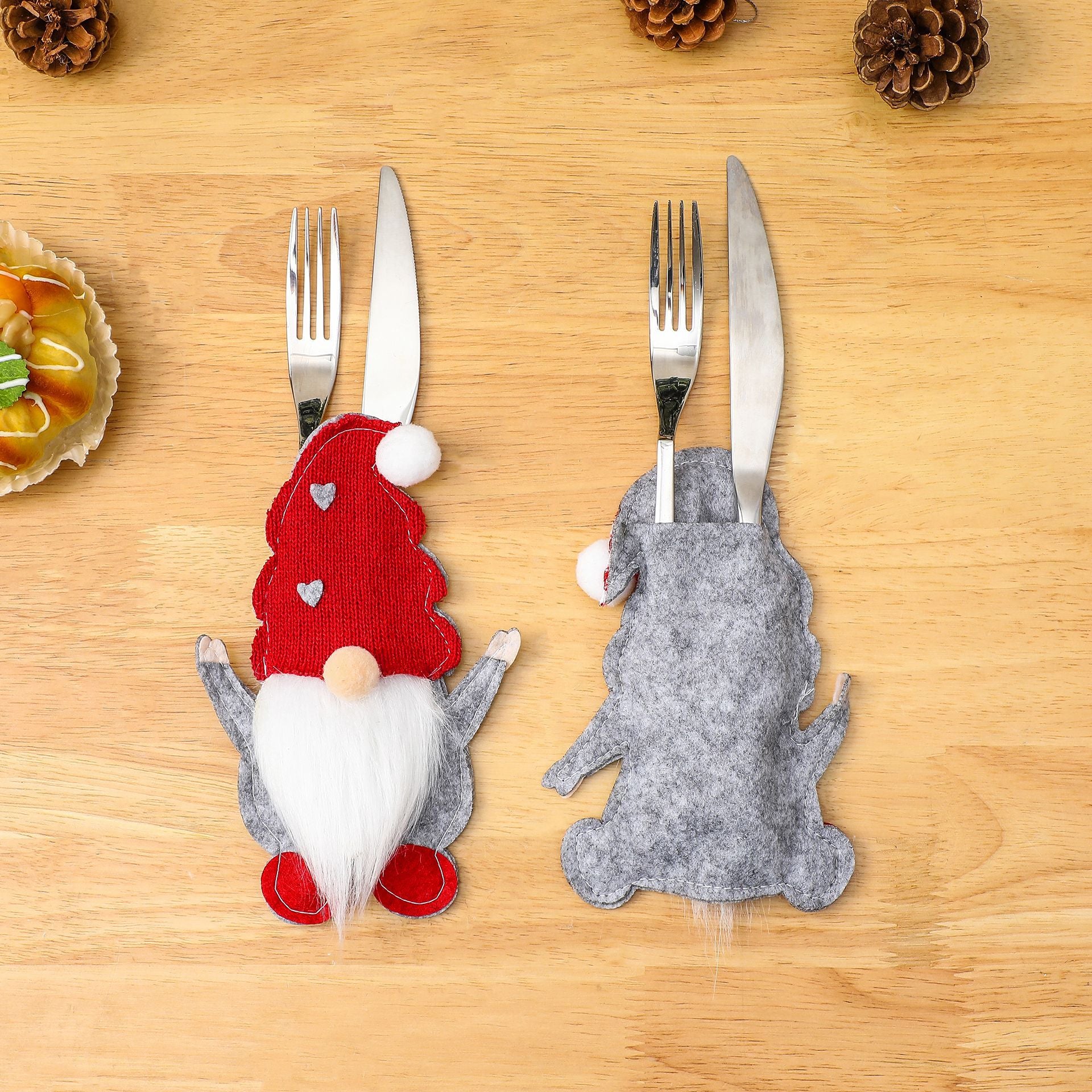 Wholesale Christmas Dwarf Fabric Knife and Fork Set Decorative Supplies