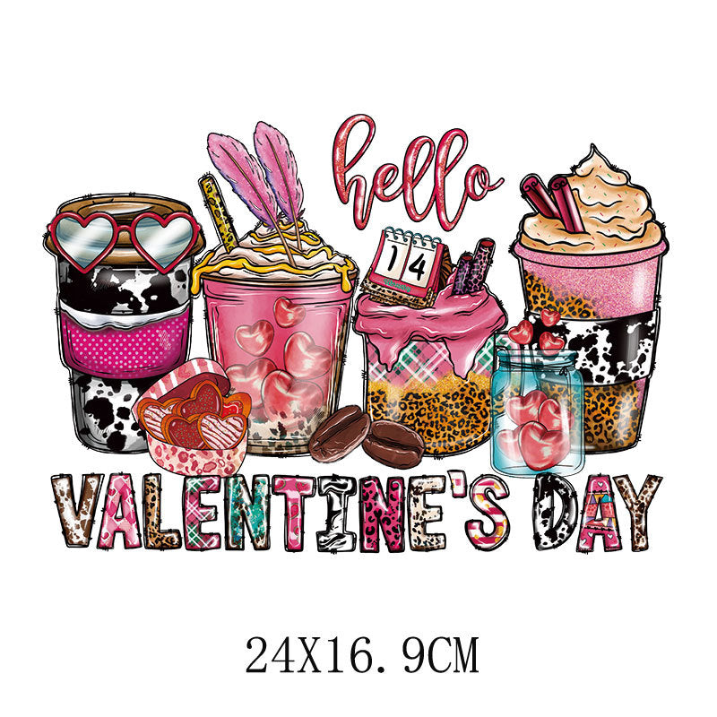 Wholesale Pink Valentine' s Day Heat Transfer   UV DTF Ready to Press Transfers Wraps