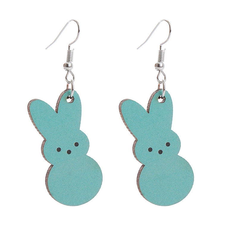 Wholesale Easter rabbit Flower Basket Cute Wood Earrings