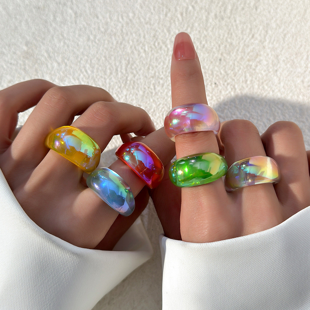 Wholesale Plastic Candy Colored Ring Sets