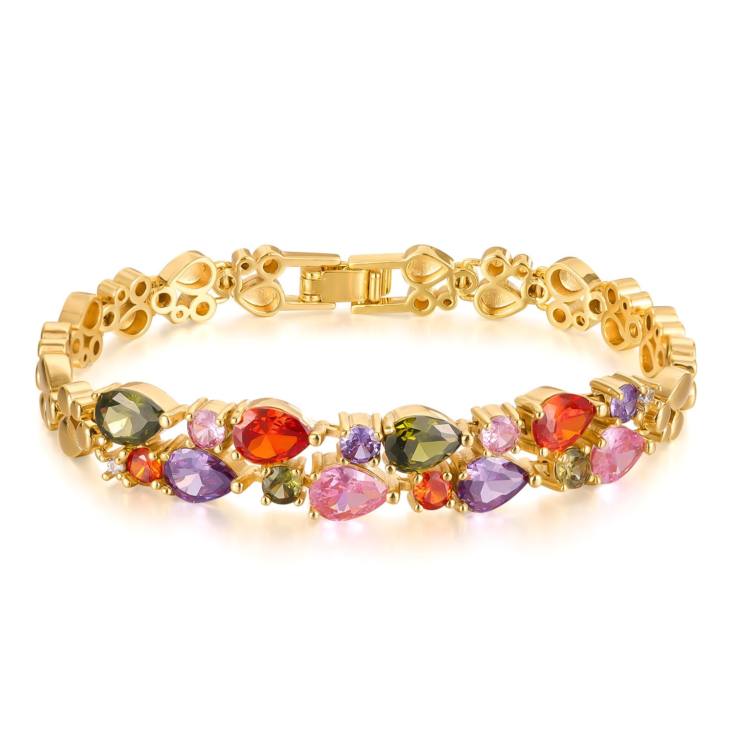 Wholesale Double layered crystal bracelet with colored diamonds