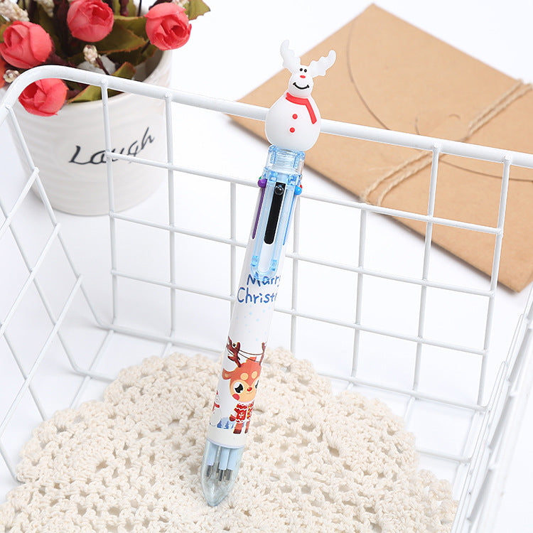 Wholesale Christmas 6 Color Plastic Ballpoint Pens