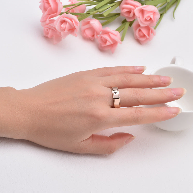 Wholesale Titanium Steel Simple Cross Rotatable Decompression Ring