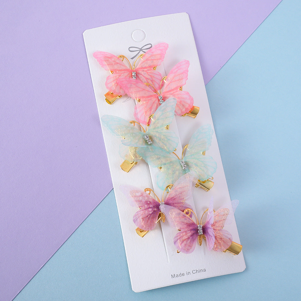 Wholesale Gradient Double Layer Butterfly Cute Pair Clip Fairy Duck Clip Cute Little Princess Hairpin