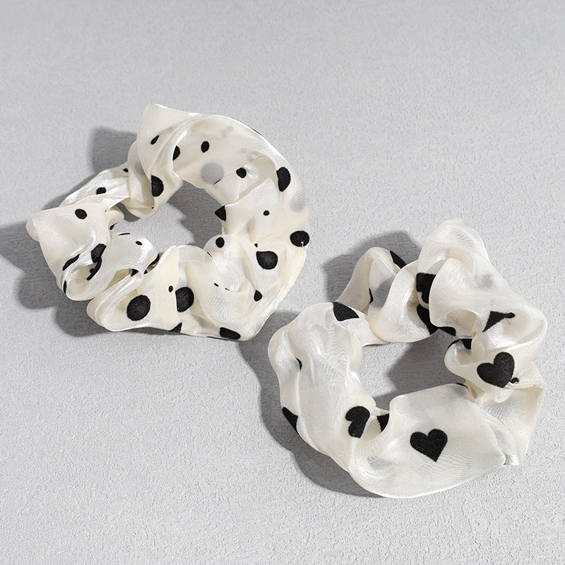 Wholesale Champagne colored polka dots  love dots Hair Scrunchies