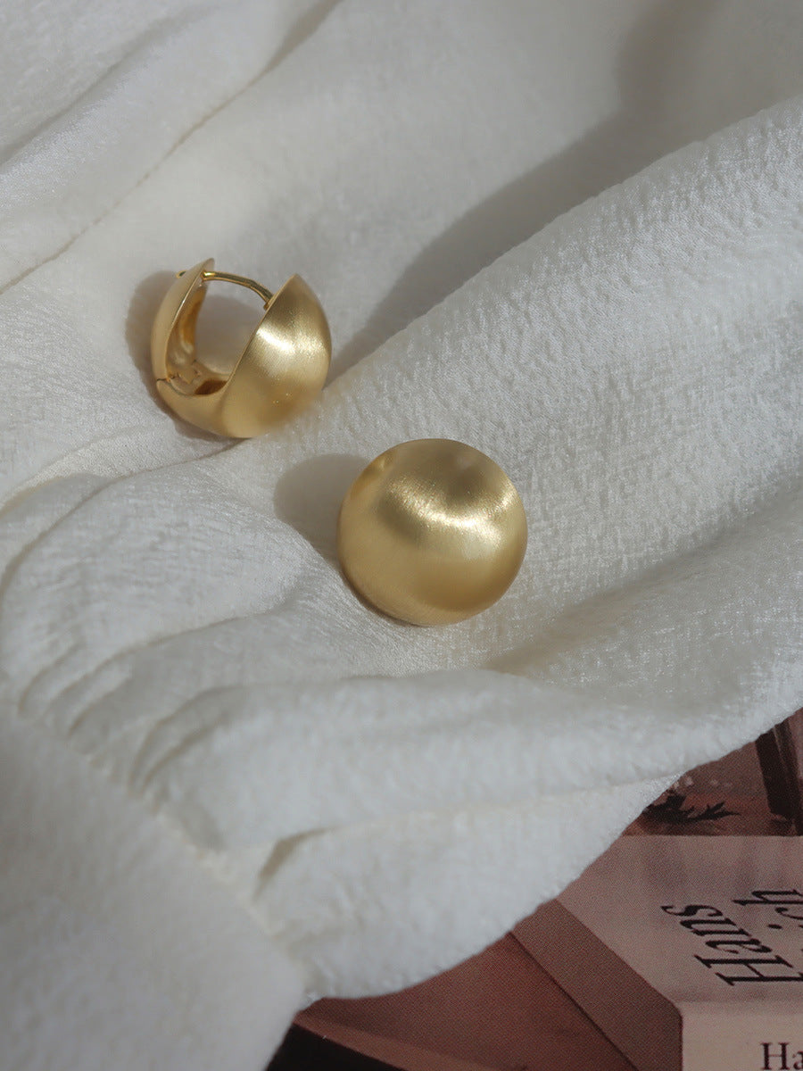 Wholesale cold three-dimensional ball metal silver earrings