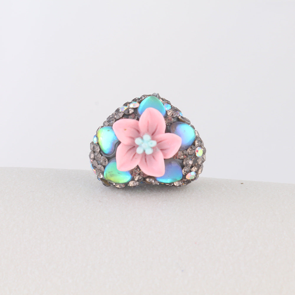 Wholesale 6pcs Flower Heart Soft Ceramic Diamond Ball Crystal Beads
