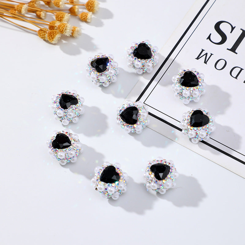 Wholesale 50PCS DIY Pearl Love Diamond Beads