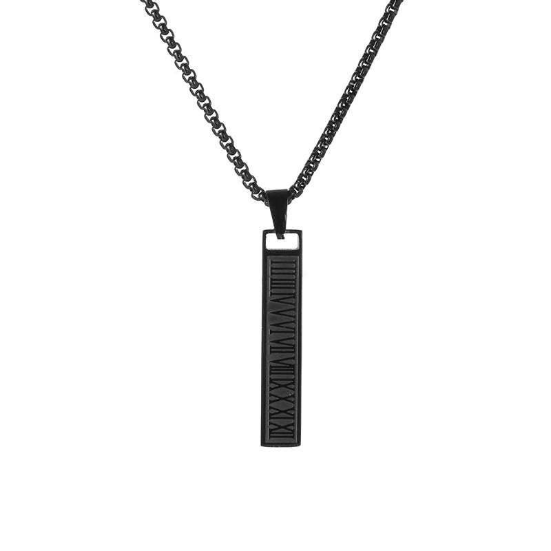 Wholesale Stainless Steel Roman Retro Three-Dimensional Rectangular Necklaces