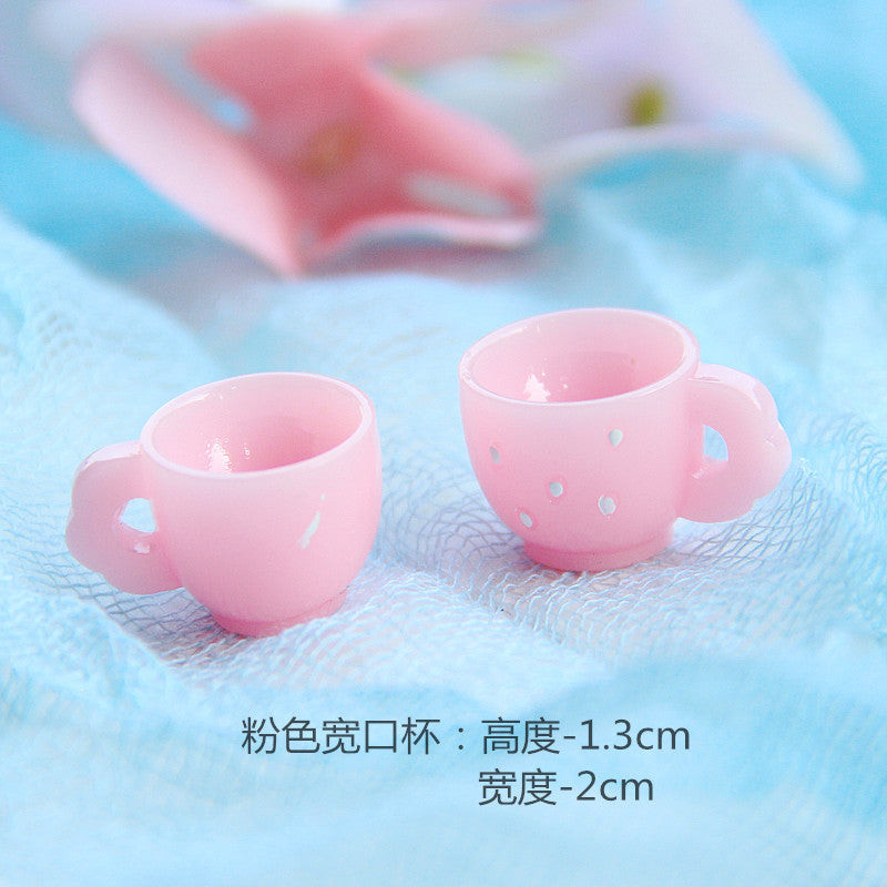 Wholesale Resin Food Play Mini Tea Set Plate Knife and Fork Doll Accessories