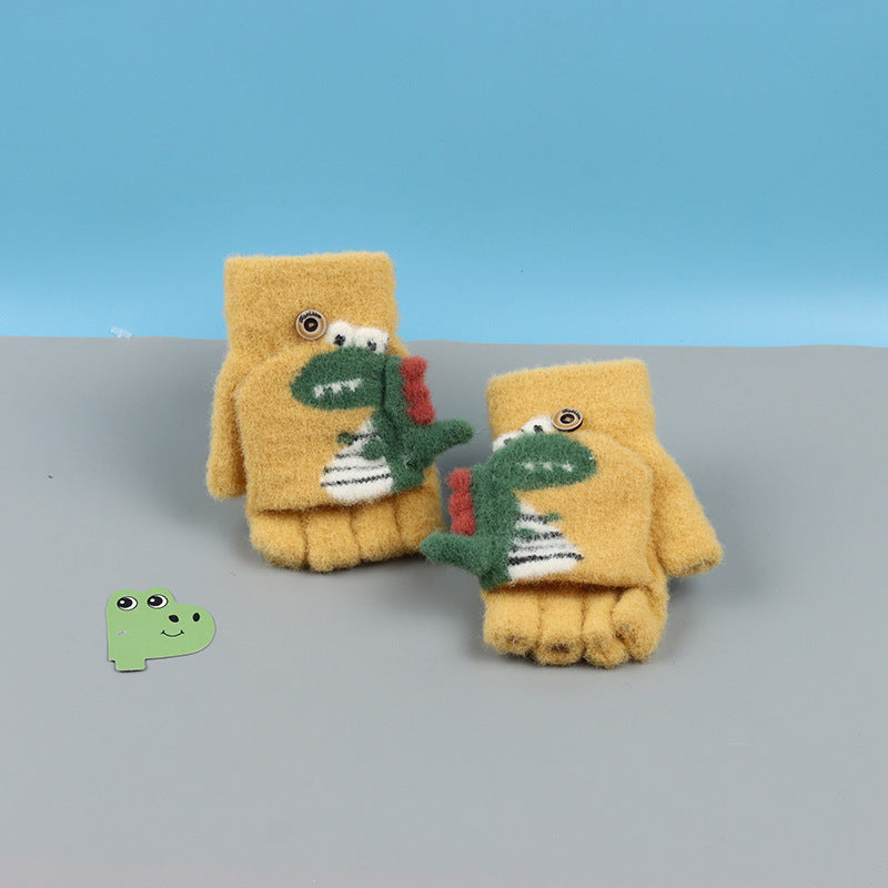 Wholesale Winter Cartoon Cute Little Dinosaur Cashmere Children's Gloves