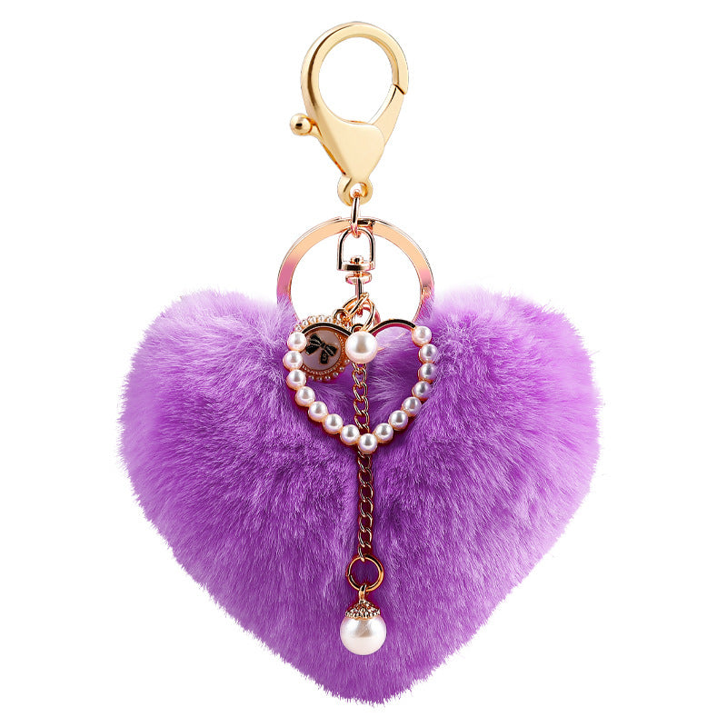 Wholesale Love Ball Pearl Pendant Plush Keychains