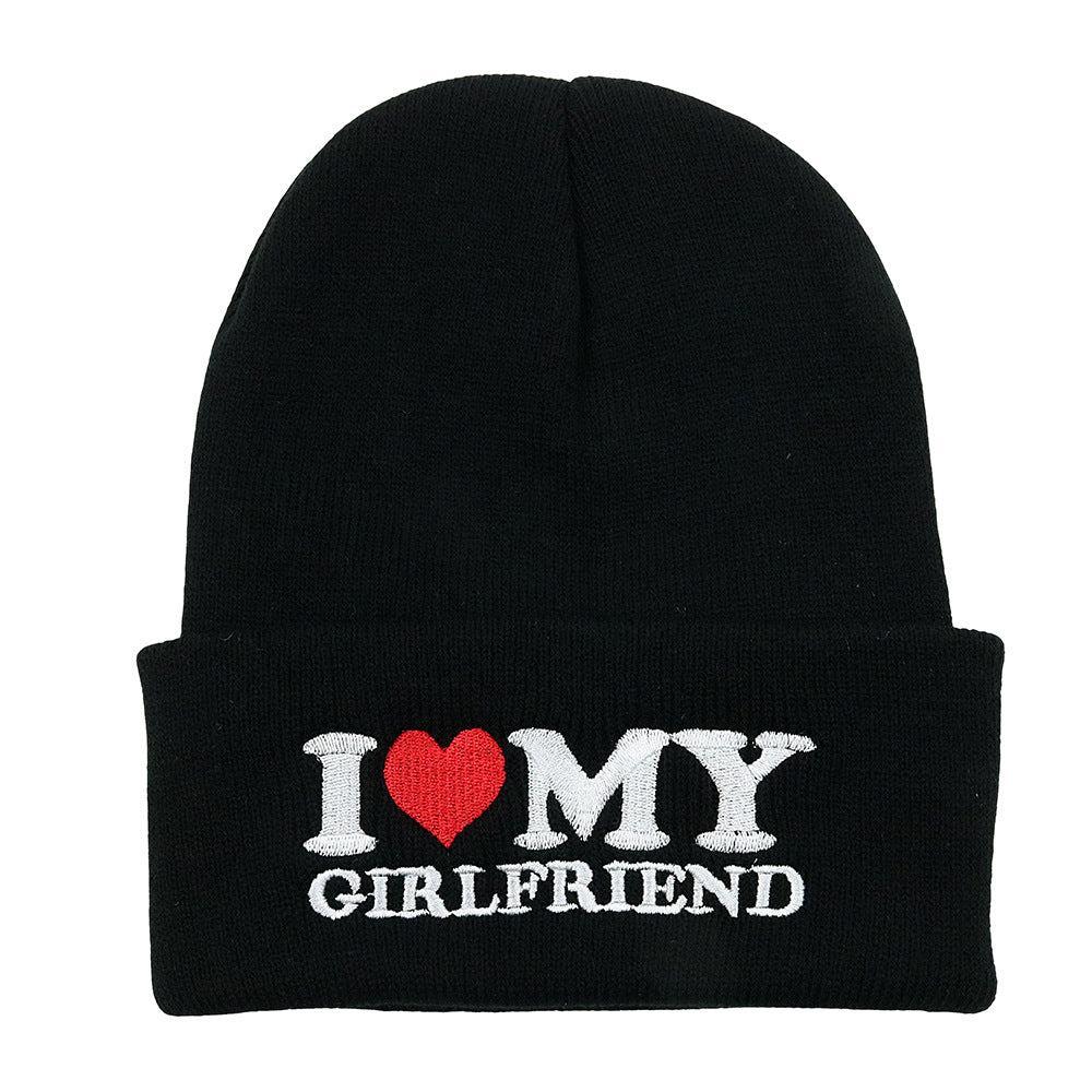 Wholesale Valentine's Day I Love My Girlfriend Knitted Hats Embroidered Woolen Hats