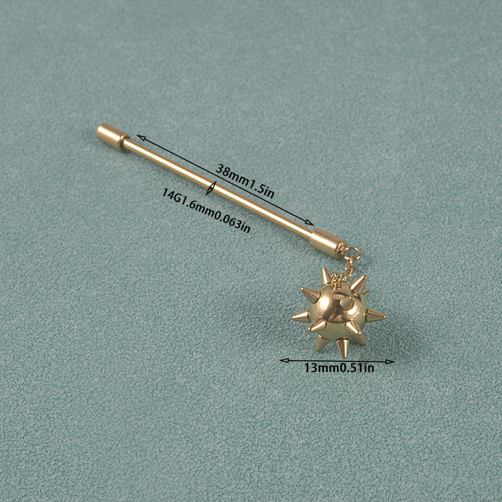 Wholesale Stainless Steel Barbell Earrings with Chain Pendant Fashion Party Jewelry Accessory