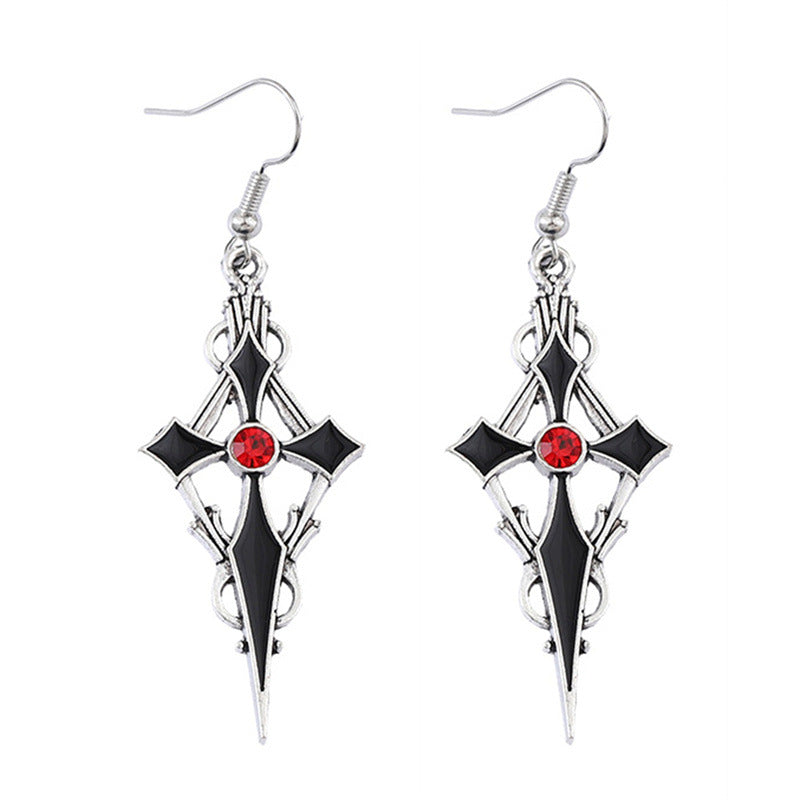 Wholesale Dark Punk Style  Cross Vampire Earrings