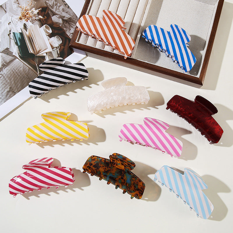 Wholesale Trendy Mermaid Blue Striped French Semicircle Hair Claw Clip For Women PVC Hair Accessory For Everyday Styling And Boutique Resale