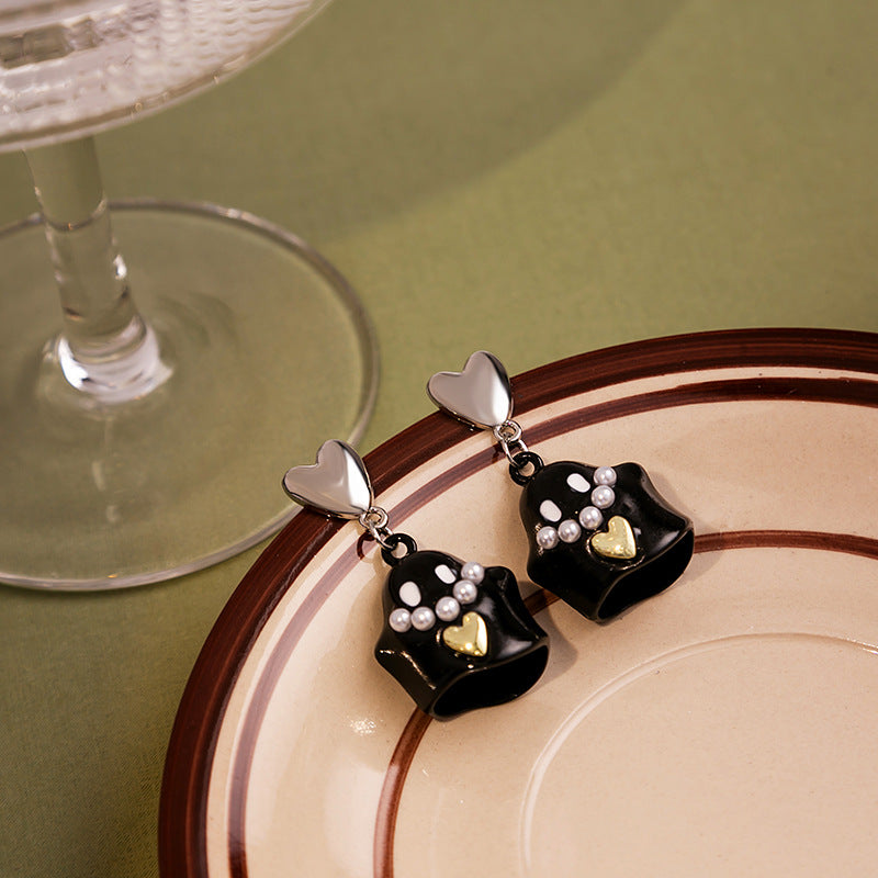 Wholesale Silver Post Cute Villain Stud Earrings Ghost Heart Alloy Earrings