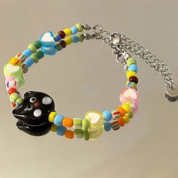 Lindo gato de amor al por mayor Beads Pulsera de vidrio