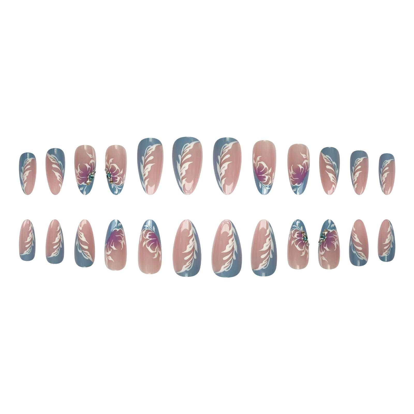 Wholesale Crape Myrtle Catkins Lake Blue French Bevel Nail Stickers
