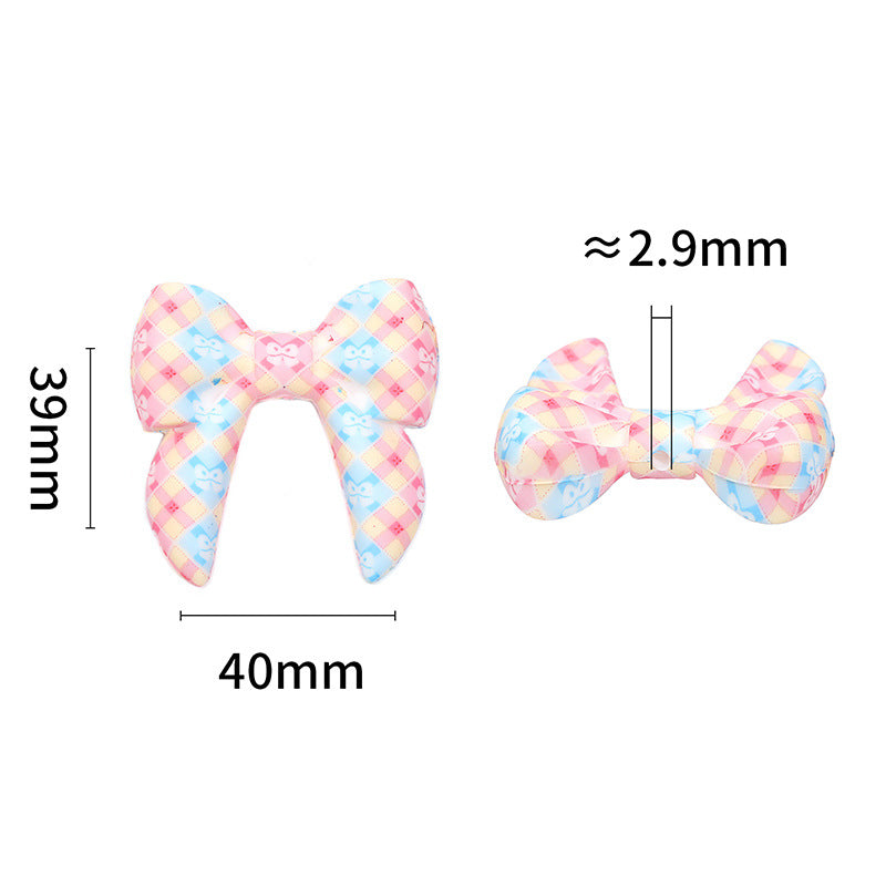 Wholesale 10pcs DIY 3D silicone printed bow tie with through-hole design and focal beads