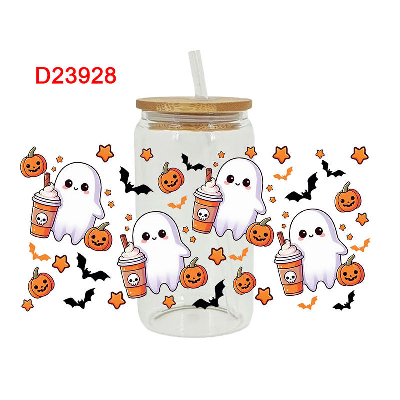 Wholesale Pumpkin Ghost Halloween 16oz Cup UV DTF Wraps