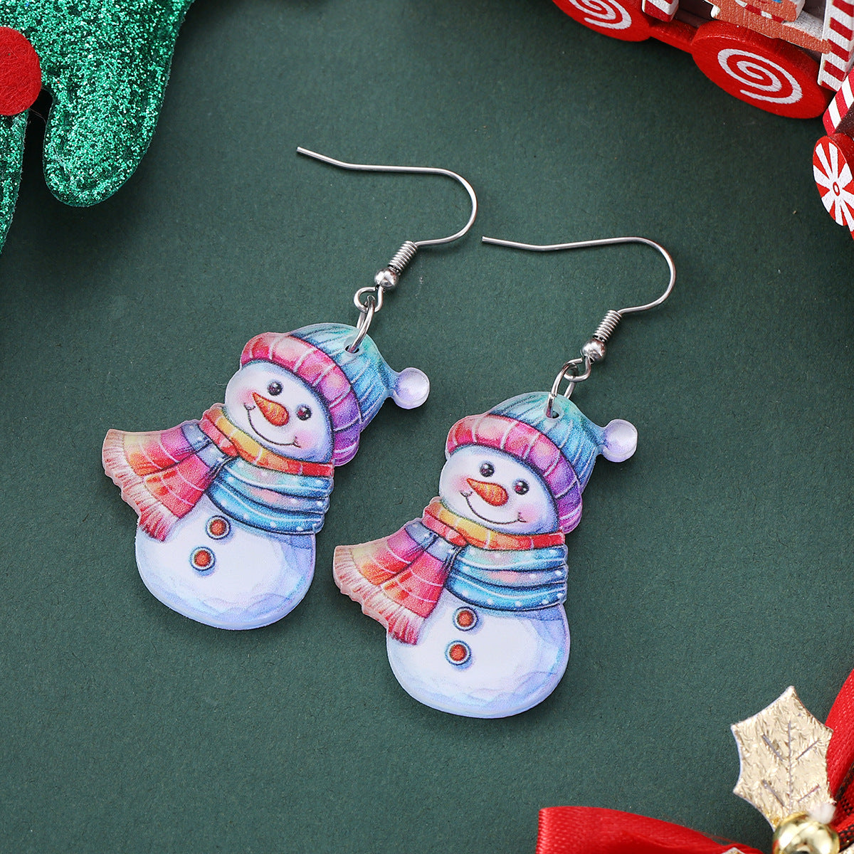 Wholesale Christmas Funny Gingerbread Man f Snowman Pendant Earrings
